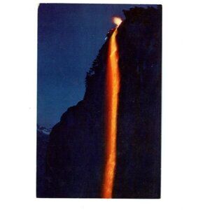 Postcard The Firefall Firefall flares Glacier Point stream of l bright red lava